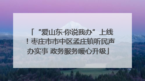 “爱山东·你说我办”上线！枣庄市市中区孟庄镇听民声办实事 政务服务暖心升级