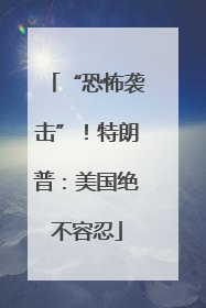 “恐怖袭击”！特朗普：美国绝不容忍