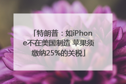 特朗普：如iPhone不在美国制造 苹果须缴纳25%的关税