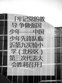 牢记党的教导 争做强国少年——中国少年先锋队临沂第九实验小学（北校区）第三次代表大会胜利召开