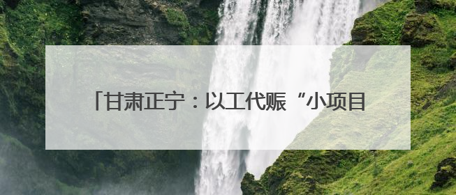 甘肃正宁：以工代赈“小项目”书写乡村振兴“大文章”