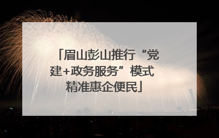 眉山彭山推行“党建+政务服务”模式 精准惠企便民