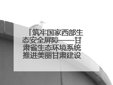 筑牢国家西部生态安全屏障——甘肃省生态环境系统推进美丽甘肃建设交出亮眼答卷