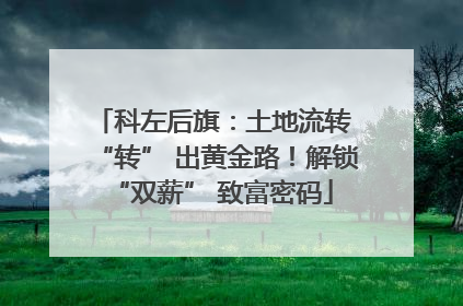科左后旗：土地流转 “转” 出黄金路！解锁 “双薪” 致富密码