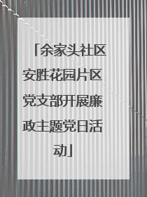 余家头社区安胜花园片区党支部开展廉政主题党日活动