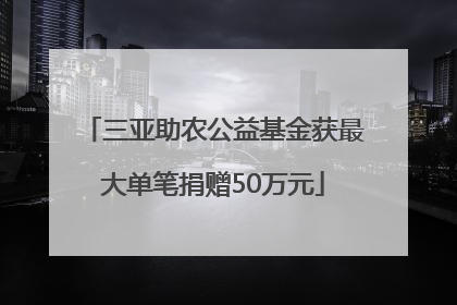三亚助农公益基金获最大单笔捐赠50万元