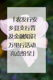 农发行安乡县支行普及金融知识万里行活动亮点纷呈