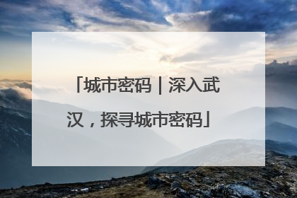 城市密码｜深入武汉，探寻城市密码