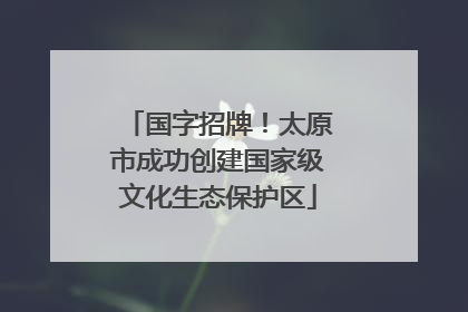 国字招牌！太原市成功创建国家级文化生态保护区