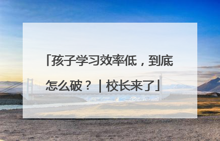 孩子学习效率低，到底怎么破？｜校长来了