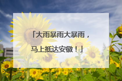大雨暴雨大暴雨，马上抵达安徽！