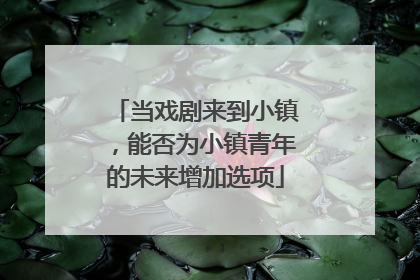 当戏剧来到小镇，能否为小镇青年的未来增加选项