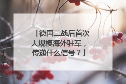 德国二战后首次大规模海外驻军，传递什么信号？