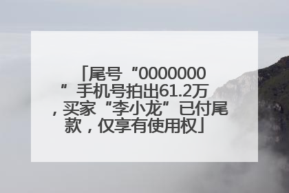 尾号“0000000”手机号拍出61.2万，买家“李小龙”已付尾款，仅享有使用权