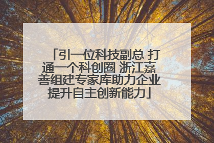 引一位科技副总 打通一个科创圈 浙江嘉善组建专家库助力企业提升自主创新能力