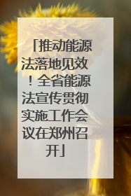 推动能源法落地见效！全省能源法宣传贯彻实施工作会议在郑州召开