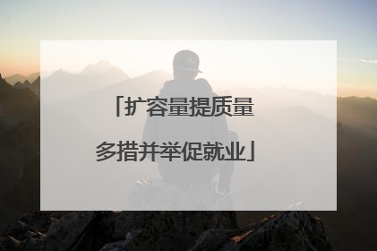 扩容量提质量 多措并举促就业