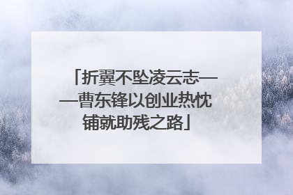 折翼不坠凌云志——曹东锋以创业热忱铺就助残之路