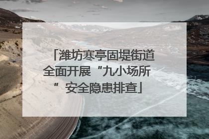潍坊寒亭固堤街道全面开展“九小场所”安全隐患排查