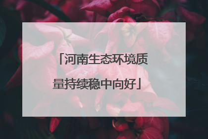 河南生态环境质量持续稳中向好