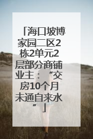 海口坡博家园二区2栋2单元2层部分商铺业主：“交房10个月未通自来水”