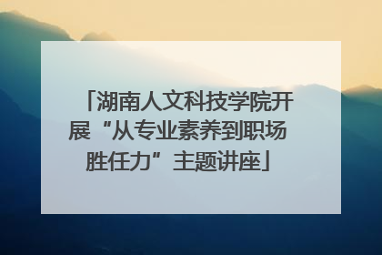 湖南人文科技学院开展“从专业素养到职场胜任力”主题讲座