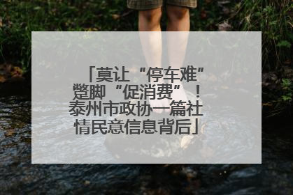 莫让“停车难”蹩脚“促消费”！泰州市政协一篇社情民意信息背后