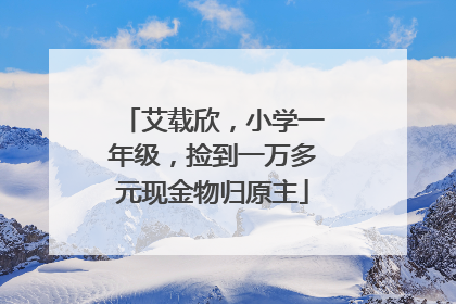 艾载欣，小学一年级，捡到一万多元现金物归原主
