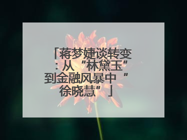 蒋梦婕谈转变：从“林黛玉”到金融风暴中“徐晓慧”