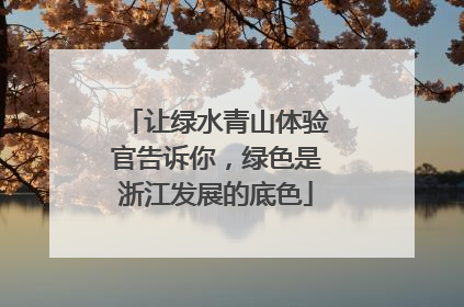 让绿水青山体验官告诉你，绿色是浙江发展的底色
