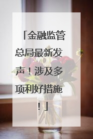 金融监管总局最新发声！涉及多项利好措施！