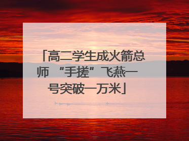 高二学生成火箭总师 “手搓”飞燕一号突破一万米