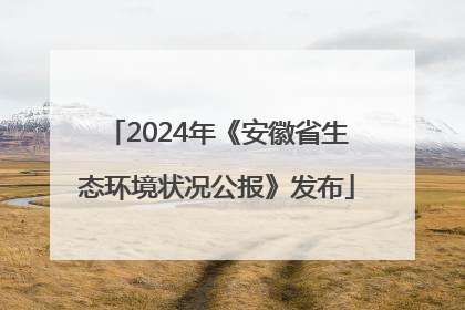 2024年《安徽省生态环境状况公报》发布