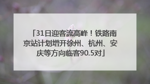 31日迎客流高峰！铁路南京站计划增开徐州、杭州、安庆等方向临客90.5对