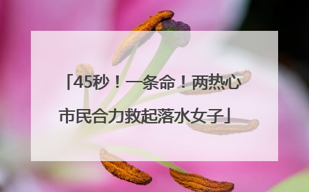 45秒！一条命！两热心市民合力救起落水女子